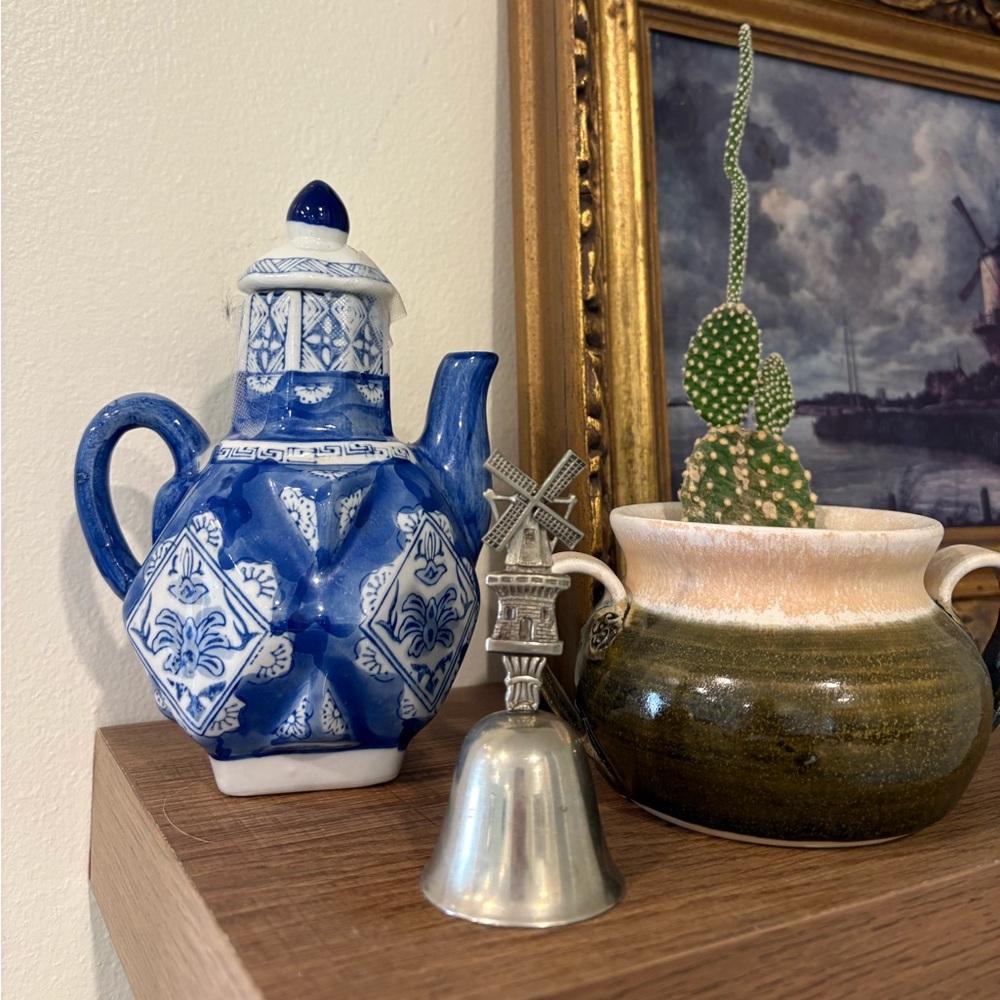 Blue and White Ceramic Teapot